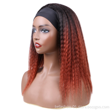 Hot sell Ombre Synthetic Wig For Women Medium Part Women Black Natural Female Headband Wigs Ice ribbon wig